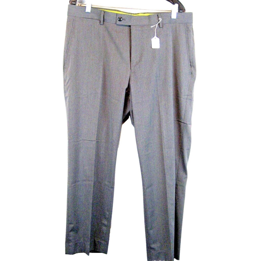 Mens Louis Raphael Golf Gray Stripe Flat Front Pants sz 36x30